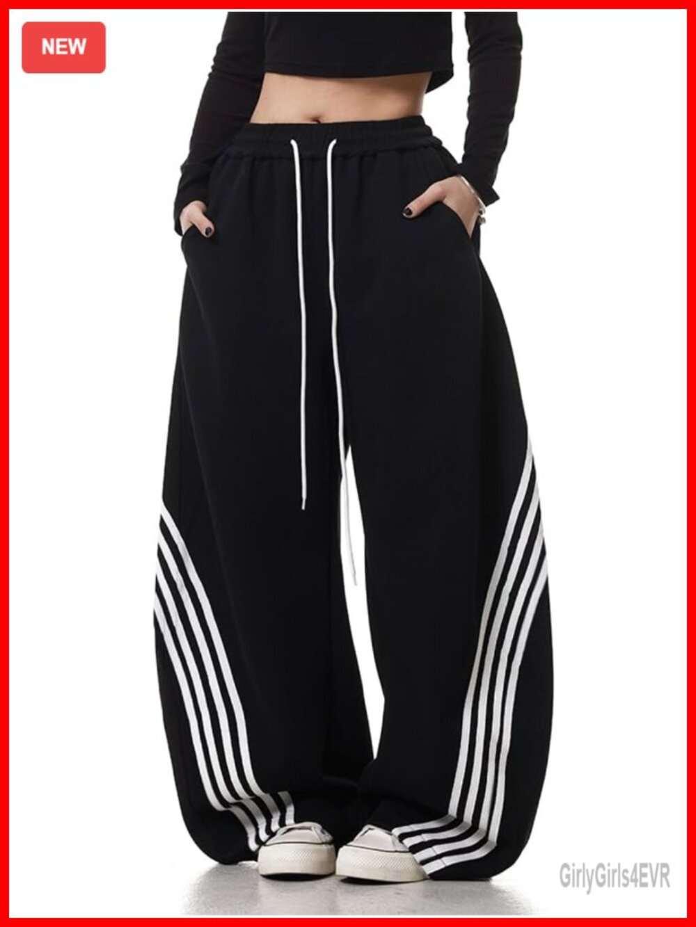 Y2K Baggy Barrel Striped Sweatpants High Waisted Wide Leg